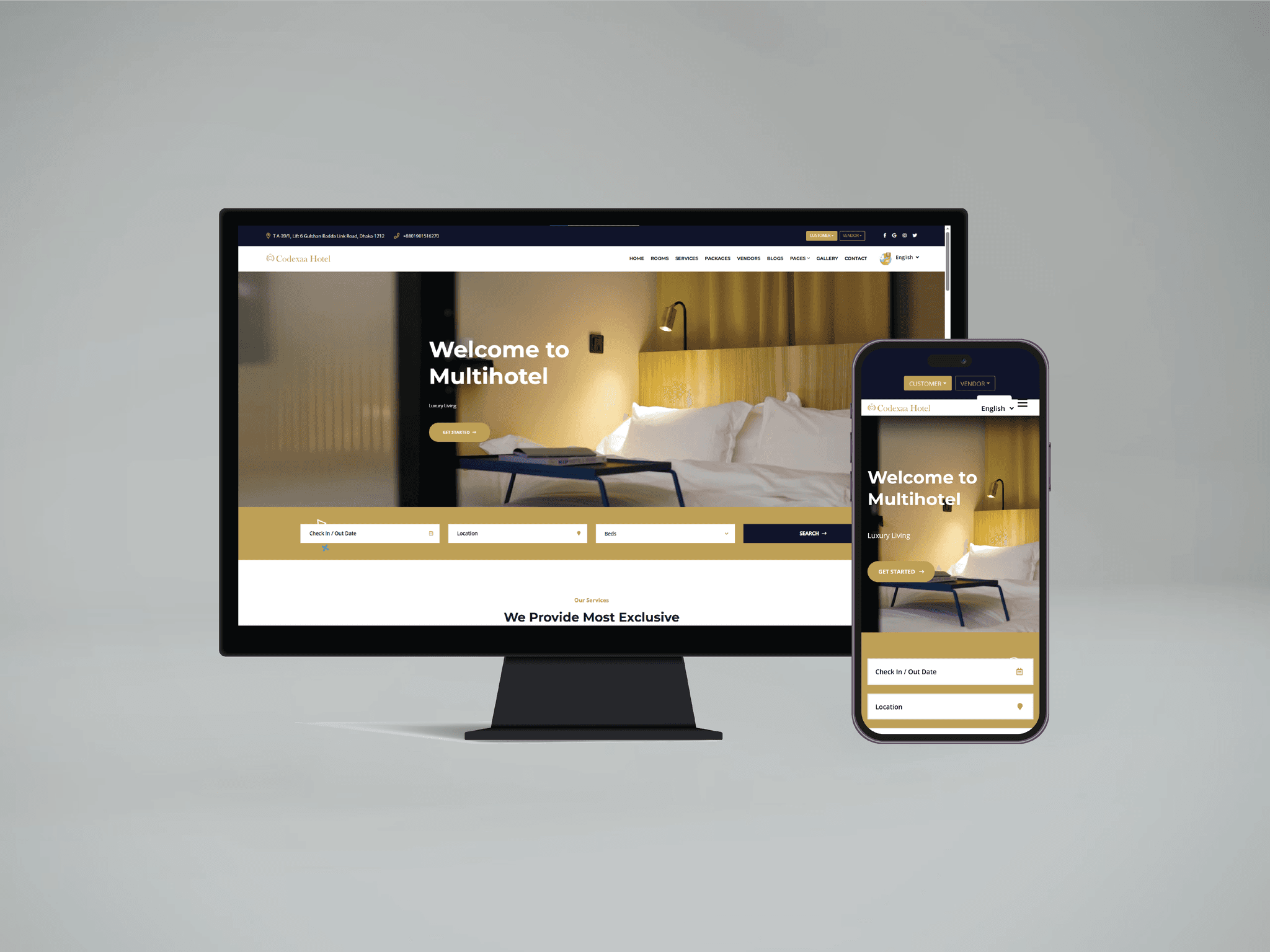 Room booking page with calendar and room images